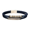 Blue Leather Bar Bracelet