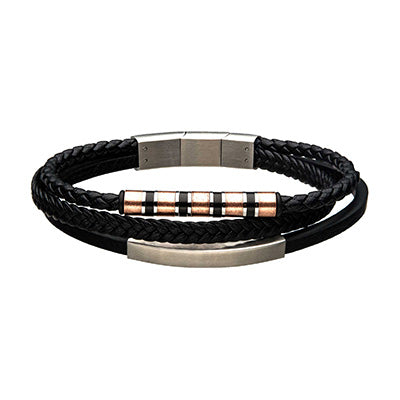 Black Leather Bar Bracelet