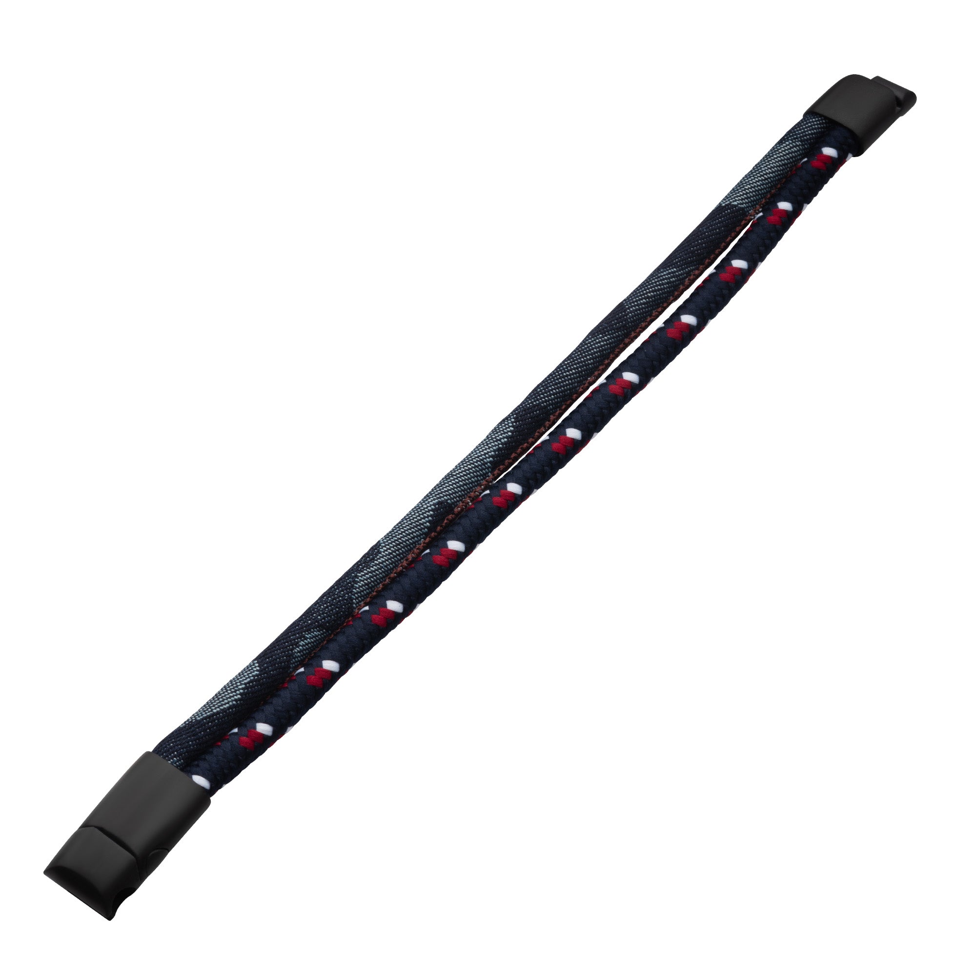Blue, White & Red Nylon Cord Denim Stacking Duo Bracelet