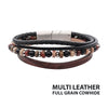 Brown & Black Cowhide Leather Multi-Strand Bracelet