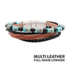 Brown & Black Cowhide Leather Multi-Strand Bracelet
