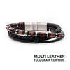 Black & Brown Cowhide Leather Multi-Strand Bracelet
