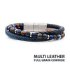 Blue Cowhide Leather & Blue Denim Multi-Strand Bracelet