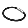 Single Black Braided Cowhide Leather Bracelet