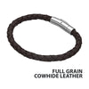 Single Dark Brown Braided Cowhide Leather Bracelet