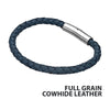 Single Blue Braided Cowhide Leather Bracelet