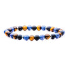Matte Black Agate Blue Coral Tiger Eye Steel Beaded Stretch Bracelet