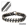 Steel Matte or Antiqued & Black IP Reversible Big Curb Chain Colossi Bracelet