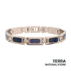Matte Steel Lapis Lazuli Stone Inlay Sizeable Link Bracelet