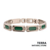 Matte Steel Malachite Stone Inlay Sizeable Link Bracelet