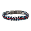 Antique Finish Blue IP Steel Foxtail Chain Wax Cord Bracelet