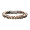 Rose Gold Leather Binding Steel Chain Bracelet