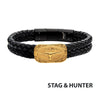 Double Strand Black Leather Bracelet