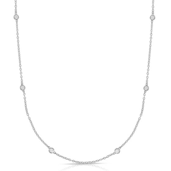 14K White Gold .25 Carat Diamonds by the Yard Necklace