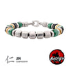 8mm Mokume Gane Malachite & Onyx Beads Bushido Virtue Bracelet - JIN: Compassion