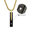 18K Gold IP & Black IP Steel Solitaire Accented Clear Lab-Grown Diamond Drop Pendant