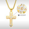 18K Gold IP Tribal Cross Pendant