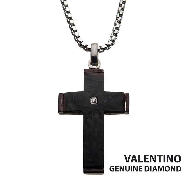 Solid Carbon Cross Pendant