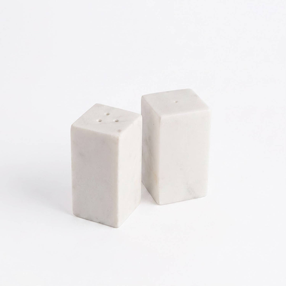 Set of 2 White Marble Square Salt & Pepper Shakers