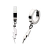 Steel Lightning Bolt Charm Huggie Earrings