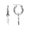 Steel Lightning Bolt Charm Hoop Earrings