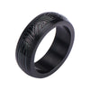 Steel Black IP Polished CNC Carving Ring