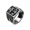 Steel & Black IP Oxidized Anchor Signet Ring