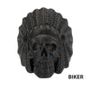 Black IP Steel Chief Indian Skull Head Ring