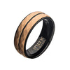 Steel Matte Black & Rose Gold IP Double Hammered Ring