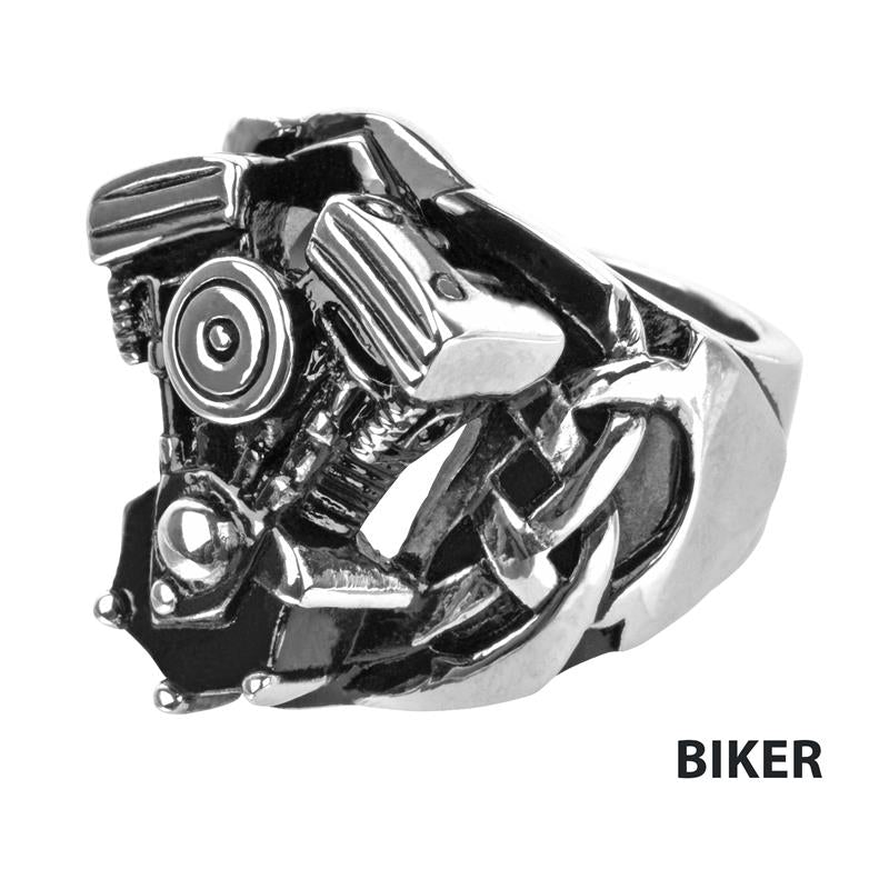 Black Oxidized Engine Look Ring