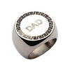Steel Engraved DAD Greek Key Design Ring