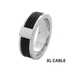 Steel Black Cable Inlayed Comfort Fit Ring