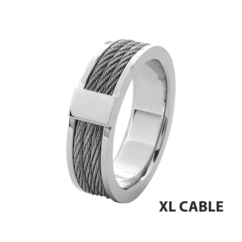 Steel Cable Inlayed Comfort Fit Ring