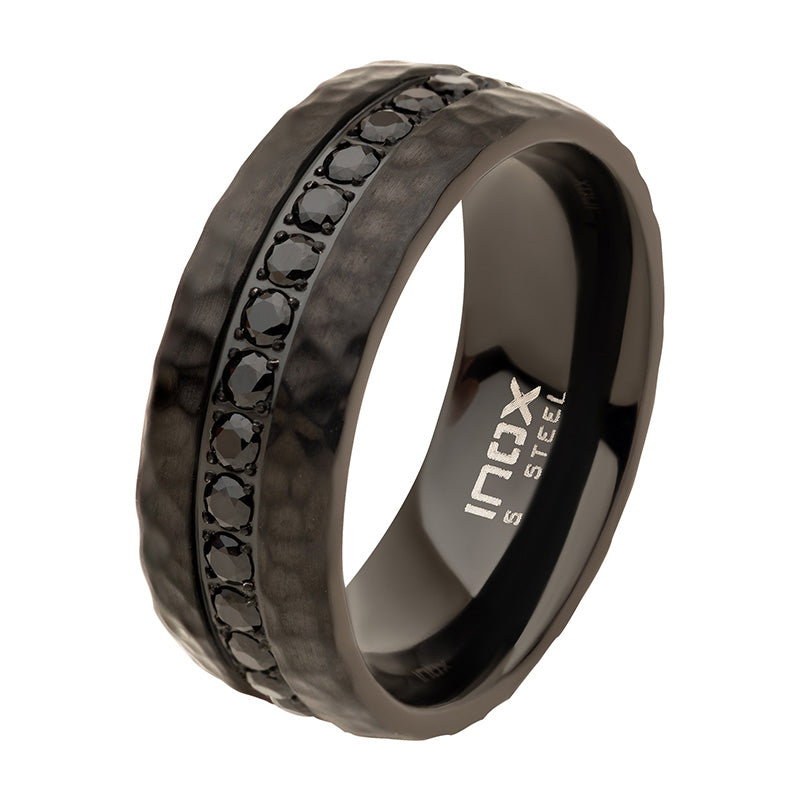 Black IP Hammered Ring