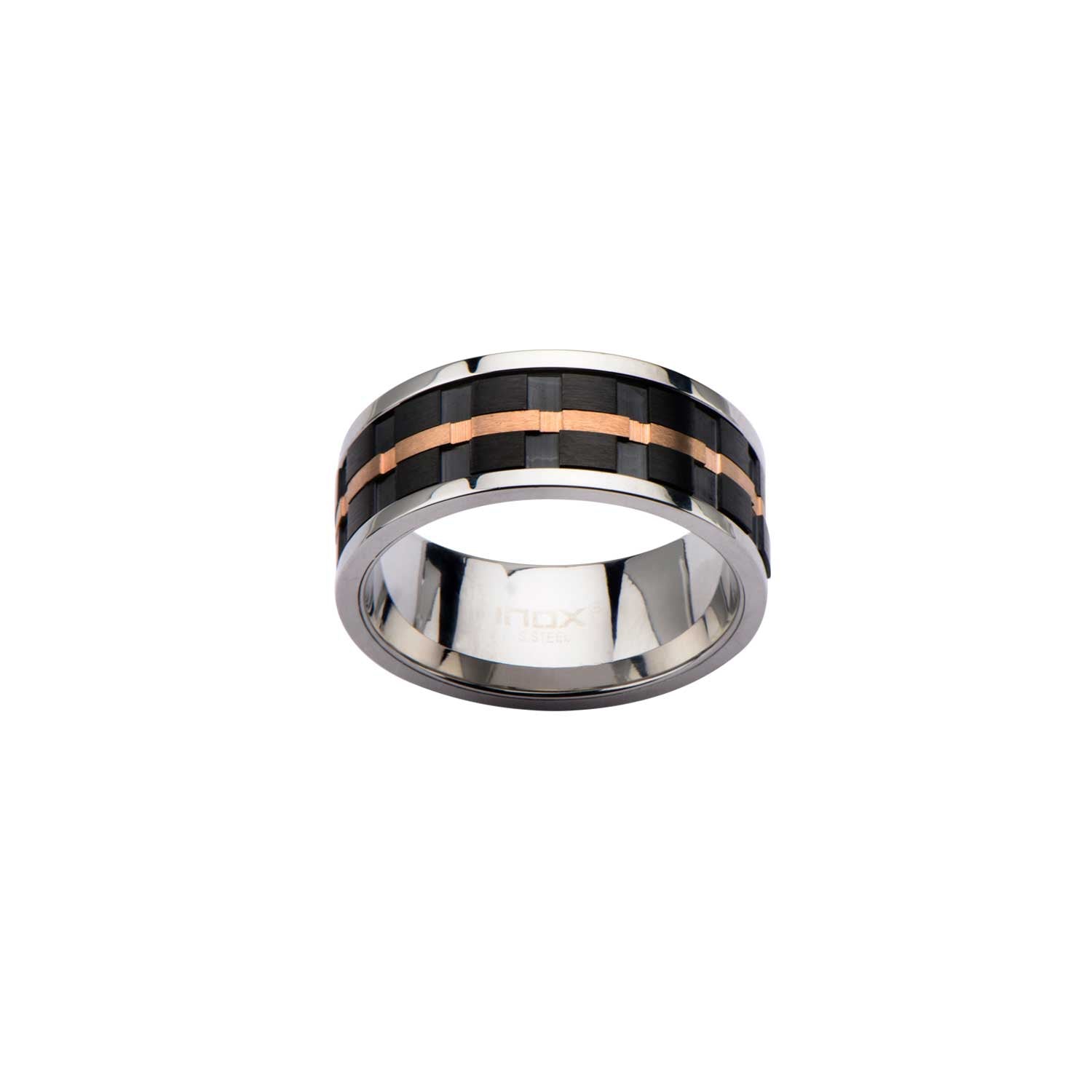 Black IP & Rose Gold IP Groove Spinner Ring