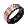 Two-tone Black IP & Rose Gold IP in 3 Lines Ring