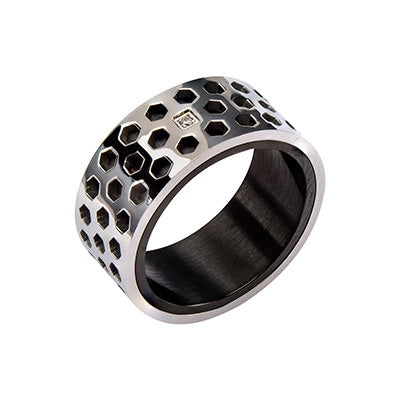 Steel Honeycomb Pattern Ring