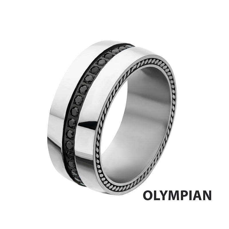 Steel Black CZ Ring