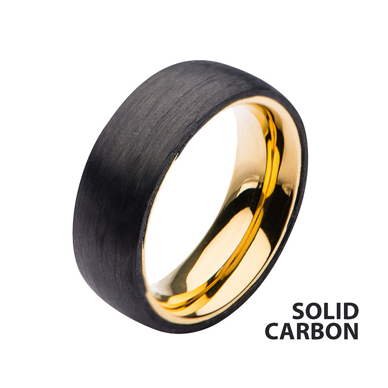 Solid Carbon & Gold IP Ring