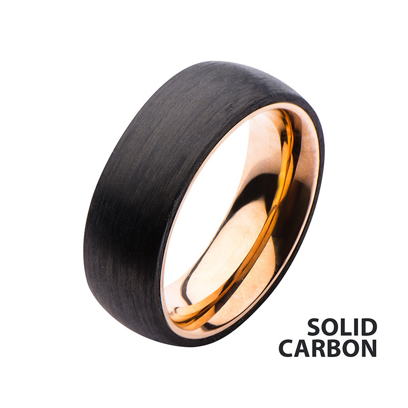 Solid Carbon & Rose Gold IP Ring