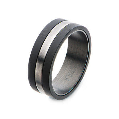Solid Carbon Antiqued Steel Nero Ring