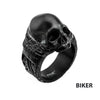 Steel Matte Black IP Skull Ring