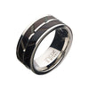 Steel & Black IP Raised Wave Ring