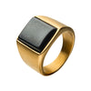 Steel Matte Gold IP Signet Ring