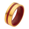 18K Gold IP Redwood Inlay Ring