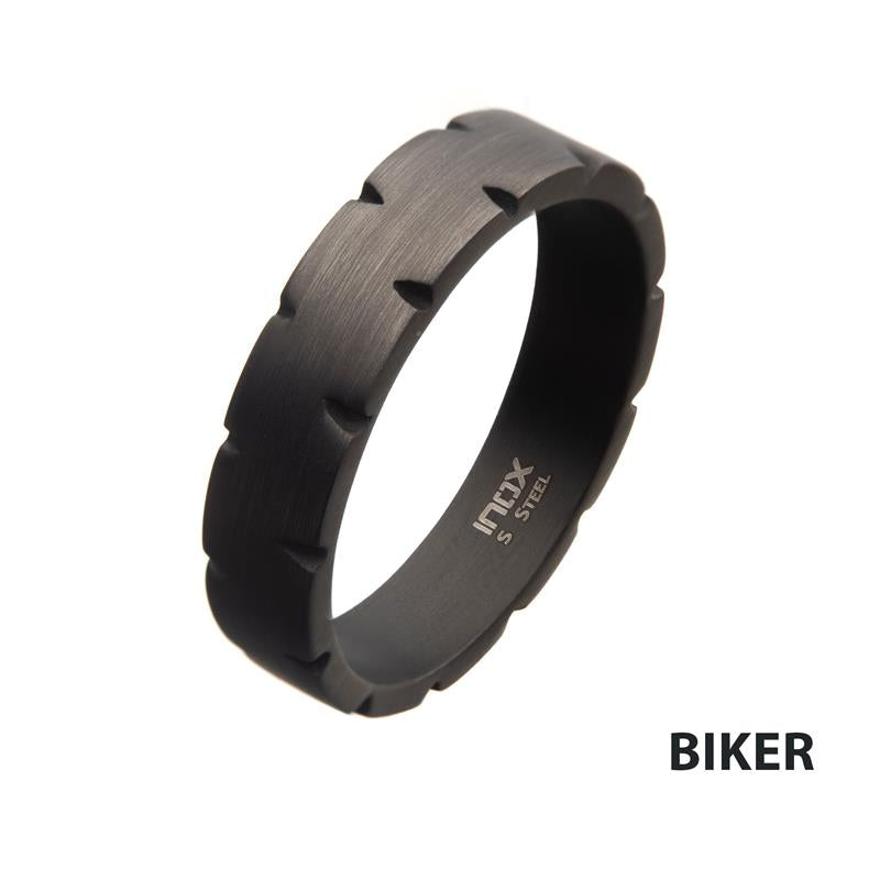 Steel & Gun Metal IP Chiseled Band Ring