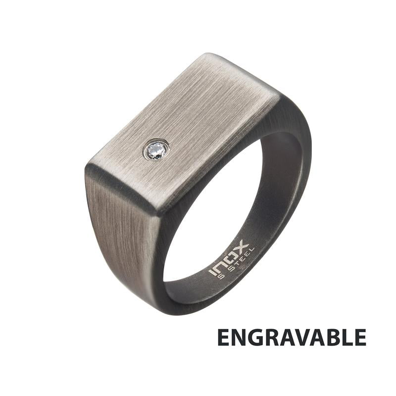 Steel & Gun Metal IP Signet Ring