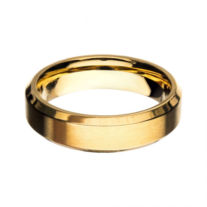 6mm Gold IP Plated Stainless Steel Satin Band Ring