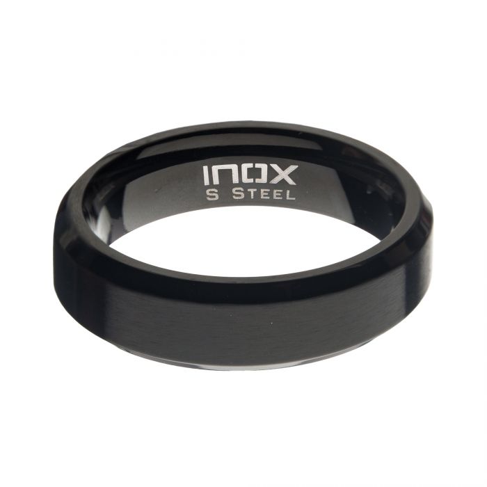 6mm Black IP Plated Stainless Steel Satin Band Ring