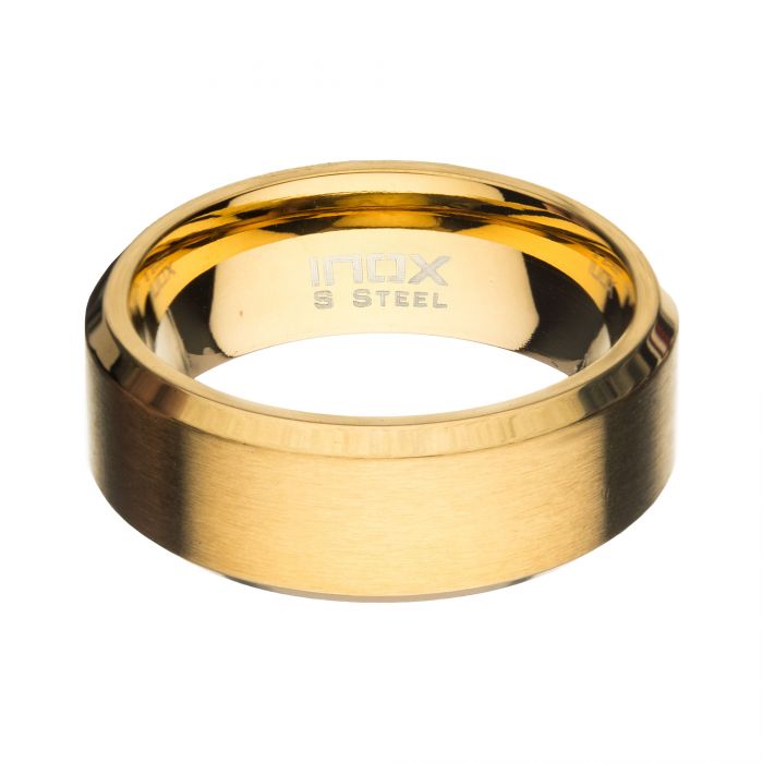 8mm Gold IP Plated Stainless Steel Satin Band Ring